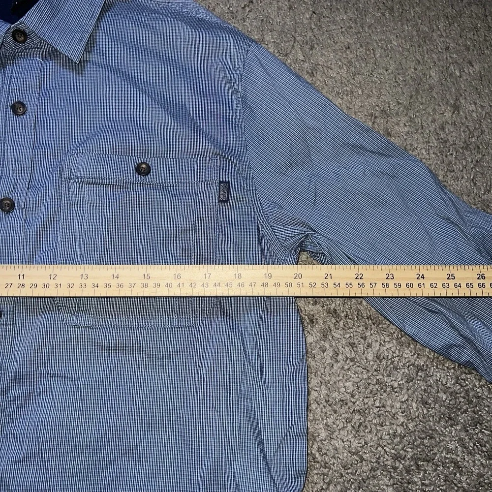Outdoor Research Onward Long Sleeve Shirt Men L Blue Check Stretch Lined